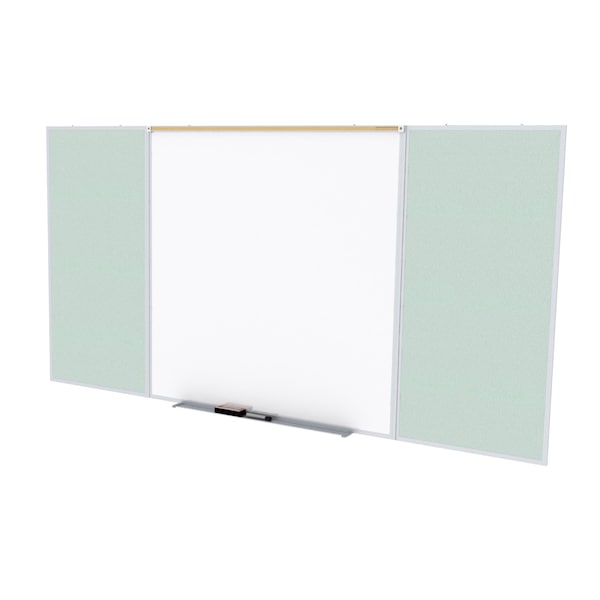 Combo Whiteboard/Bulletin, Mag Por/Vnyl, Styl D, 4 ft H x 10 ft W, Silver